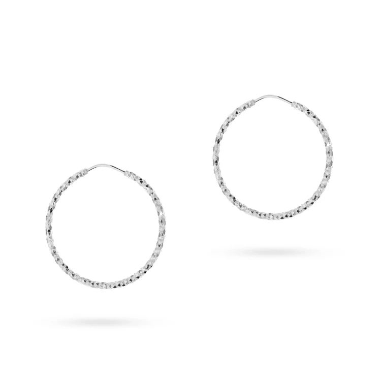 Srebrne kolczyki diamentowane kółka kreolki 25mm Jeso  K1661-925-S marko