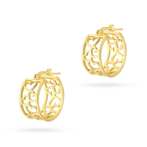 Pozłacane kolczyki ażurowe koła z serduszkami na angielskim zapięciu Jeso
