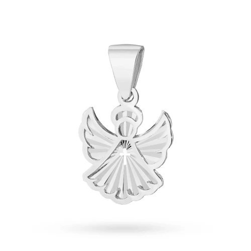 Zawieszka z białego złota diamentowany aniołek z krzyżykiem Z617-B585 marko