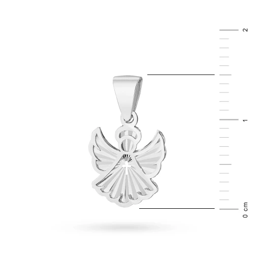 Zawieszka z białego złota diamentowany aniołek z krzyżykiem Z617-B585 marko