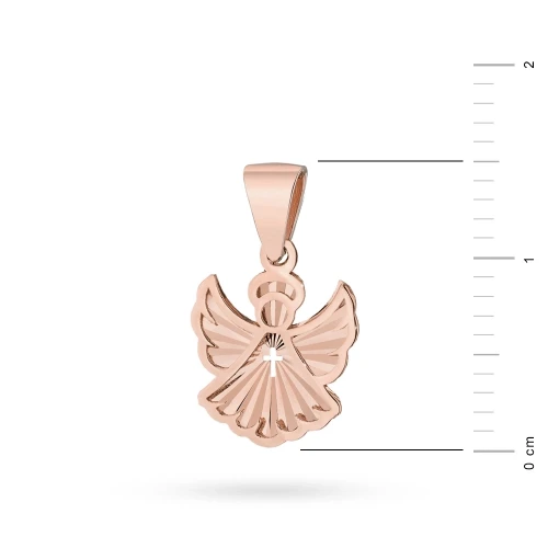Zawieszka z różowego złota diamentowany aniołek z krzyżykiem Z617-R585 marko