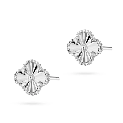 Białe złoto kolczyki przestrzenna diamentowana koniczynka Virino K1679-B585 marko