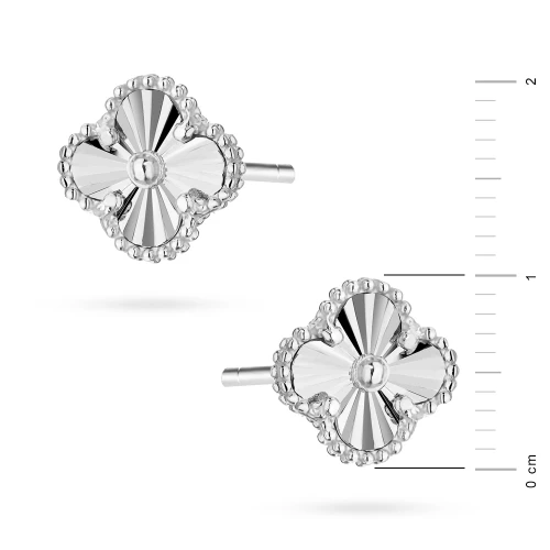 Białe złoto kolczyki przestrzenna diamentowana koniczynka Virino K1679-B585 marko