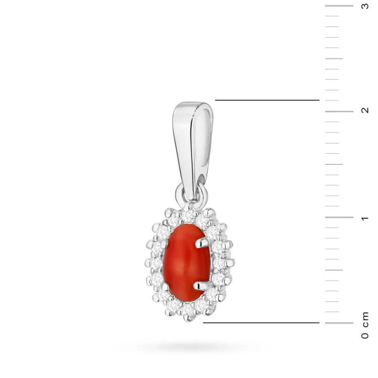 Zawieszka z białego złota koral i brylanty ZO-569-B585-KR0.20 marko