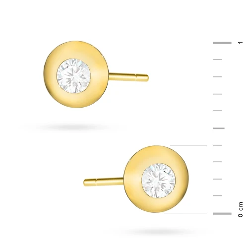 Złote kolczyki cyrkonia 4mm w gładkiej oprawie na sztyft Soledo K1689-585-B marko