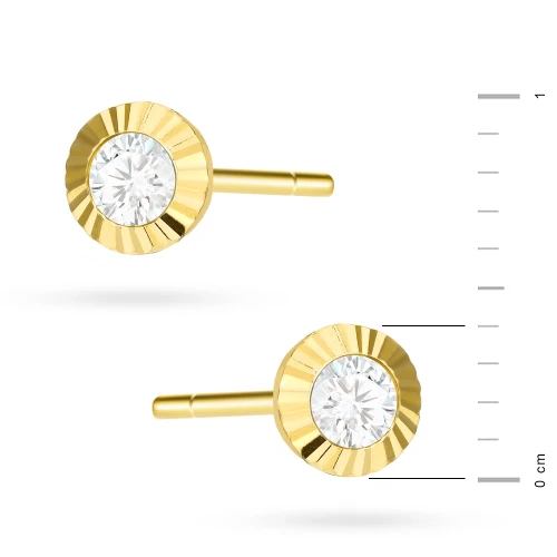 Złote kolczyki cyrkonia 4mm w diamentowanej oprawie na sztyft Soledo K1688-585-B marko