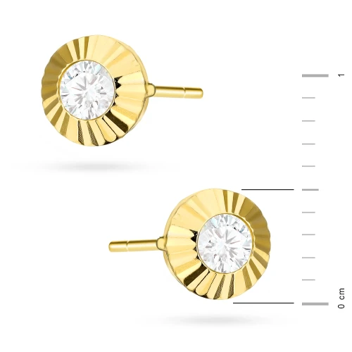 Złote kolczyki cyrkonia 5mm w diamentowanej oprawie na sztyft Soledo K1687-585-B marko
