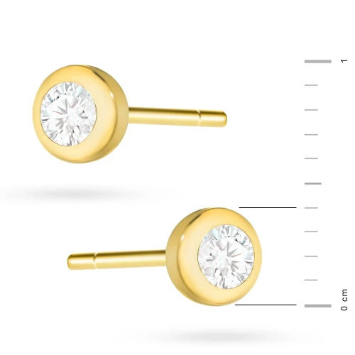 Złote klasyczne kolczyki półkulki 4mm z cyrkoniami sztyft Soledo K1683-585-B marko