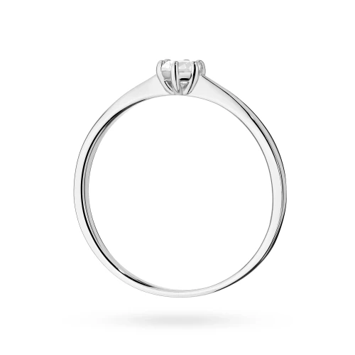 Pierścionek z białego złota w sześciu  łapkach brylant 0,15ct Klasyka