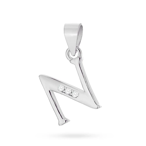 Srebrna zawieszka literka N cyrkonie Imiona Z703-925-S-N marko