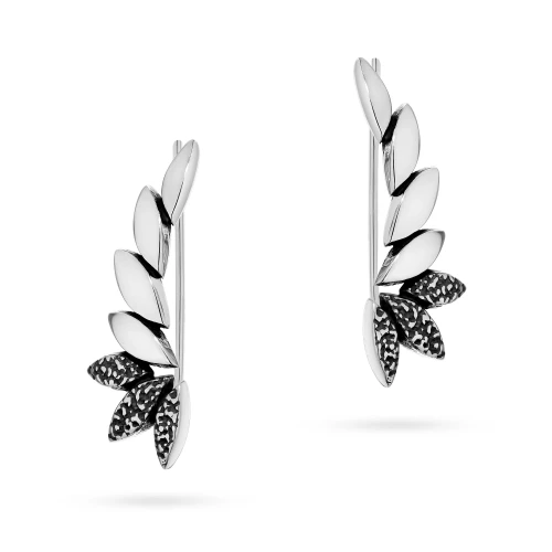 Srebrne kolczyki nausznice ear crawlers płatki gałązka Virino K1727-925-S marko