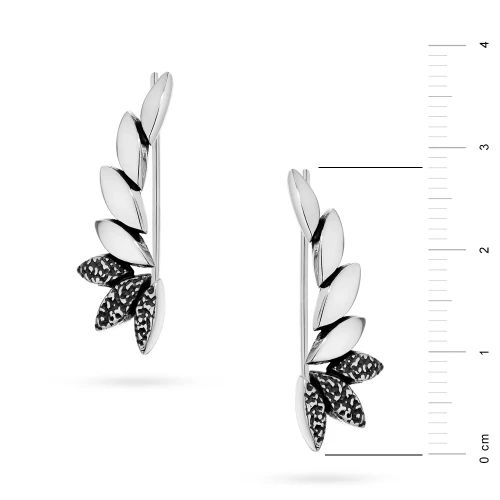 Srebrne kolczyki nausznice ear crawlers płatki gałązka Virino K1727-925-S marko