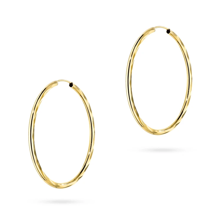 Złote kolczyki diamentowane kółka 30mm Jeso K-GW-868-585 marko