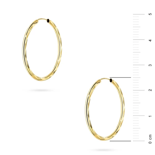 Złote kolczyki diamentowane kółka 25mm Jeso K-GW-867-585 marko