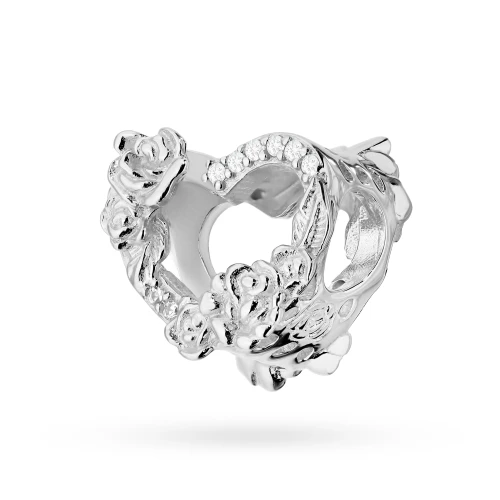 Srebrna zawieszka serce oplecione różami Charms Z701-925-S marko