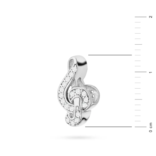 Srebrna zawieszka klucz wiolinowy         cyrkonie Charms