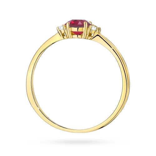 Złoty pierścionek z owalną rubinową cyrkonią Soledo