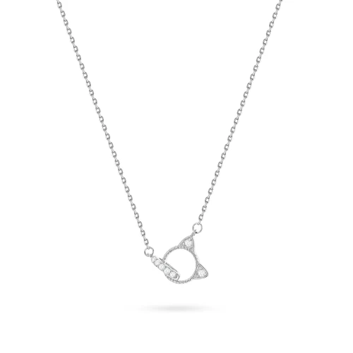 Srebrny naszyjnik ring kocie uszy cyrkonie Soledo N402-925-S marko