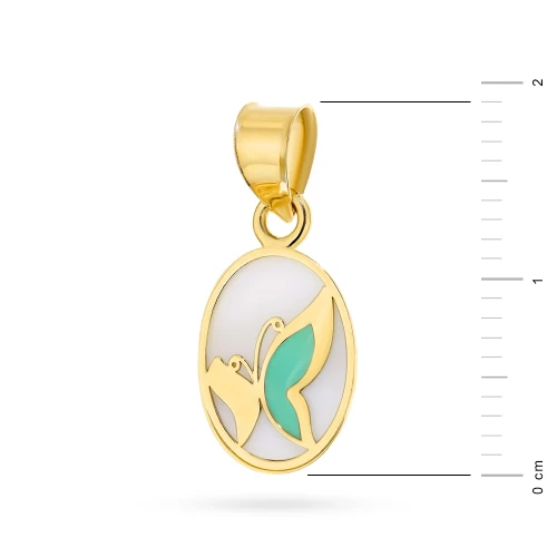 Złota zawieszka owalna masa perłowa emalia motyl Virino Z299-585 marko