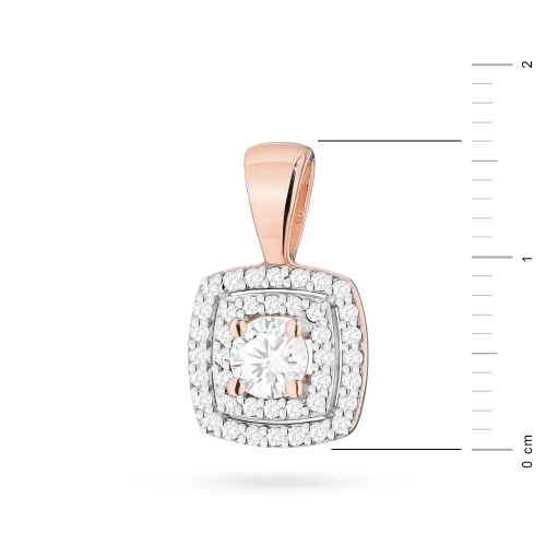 Zawieszka z różowego z brylantami kwadratowa Premio ZO-506-R585-B0.50 marko