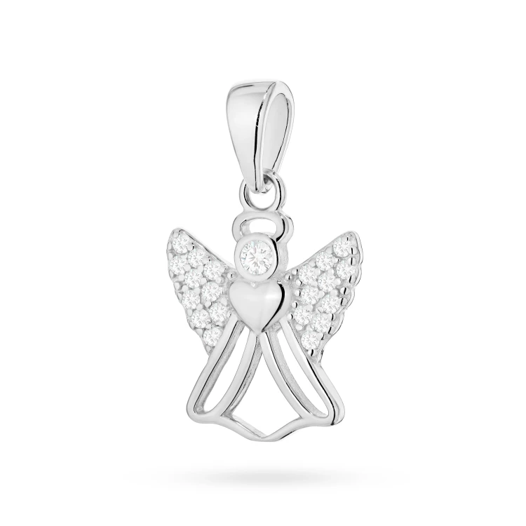 Srebrna zawieszka aniołek z sercem cyrkonie Soledo Z295-925-BS marko