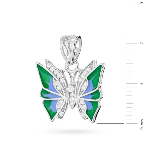 Srebrna zawieszka kolorowy motyl emalia cyrkonie Virino Z294-925-KS marko