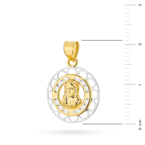 Złoty medalik Matka Boska w zdobionej oprawie cyrkonie D116-585 marko