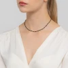 Złoty naszyjnik choker czarne koraliki złote kulki Kleur N412-585 marko