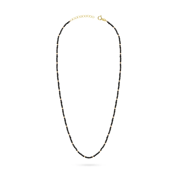 Złoty naszyjnik choker czarne koraliki złote kulki Kleur N412-585 marko