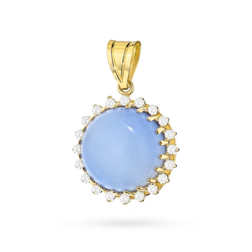 Złote okrągła zawieszka z chalcedonem i cyrkoniami Kleur Z329-585 marko