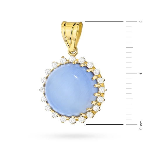 Złote okrągła zawieszka z chalcedonem i cyrkoniami Kleur Z329-585 marko