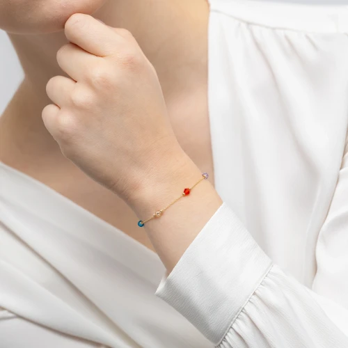 Złota bransoletka różnokolorowe koraliki Kleur B065-585-K marko