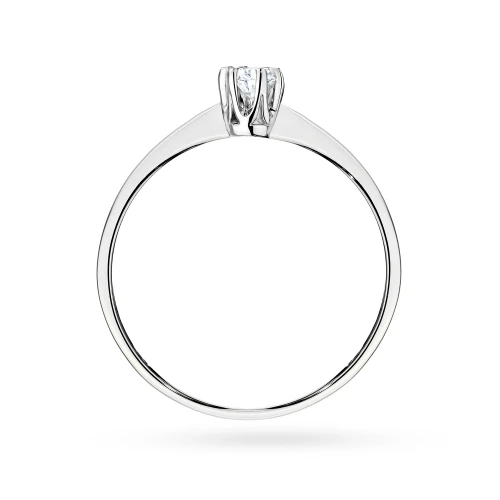 Klasyczny złoty pierścionek z diamentem  laboratoryjnym 0,10ct białe złoto Lab Diamonds