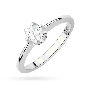 Klasyczny złoty pierścionek z diamentem  laboratoryjnym 0,40ct białe złoto Lab Diamonds