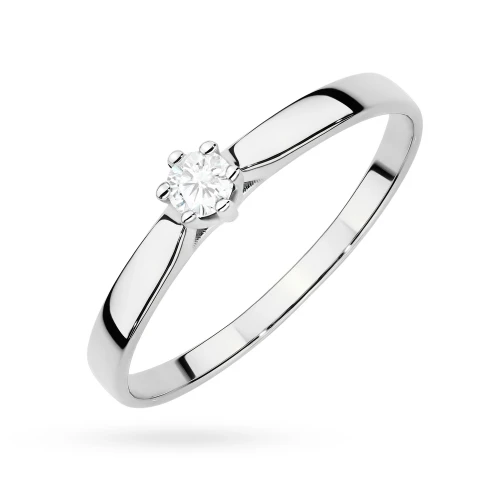 Klasyczny pierścioenk zaręczynowy  z diamentem laboratoryjnym 0,10ct białe złoto Lab Diamonds