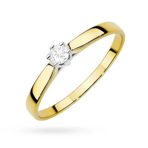 Klasyczny pierścioenk zaręczynowy z diamentem laboratoryjnym 0,10ct żółte złoto Lab Diamonds