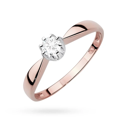 Klasyczny pierścionek zaręczynowy  diament laboratoryjny 0,15ct różowe złoto Lab Diamonds