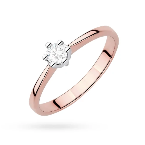 Tradycyjny pierścionek zaręczynowy  diament laboratoryjny 0,15ct różowe złoto Lab Diamonds