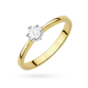 Tradycyjny pierścionek zaręczynowy diament laboratoryjny 0,15ct żółte złoto Lab Diamonds