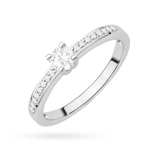Pierścionek wielokamieniowy diamenty  laboratoryjne białe złoto Lab Diamonds