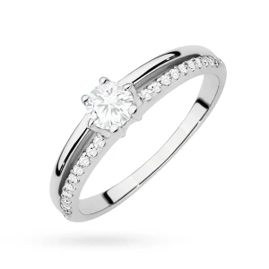 Pierścionek z białego złota podwójna  obrączka diamenty laboratoryjne Lab Diamonds