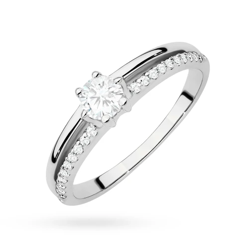 Pierścionek z białego złota podwójna  obrączka diamenty laboratoryjne Lab Diamonds