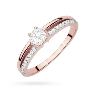 Pierścionek z różowego złota podwójna  obrączka diamenty laboratoryjne Lab Diamonds
