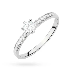Pierścionek wielokamieniowy diamenty  laboratoryjne białe złoto Lab Diamonds