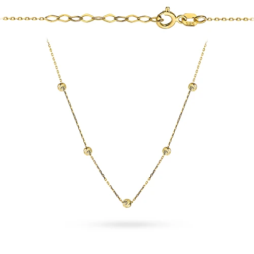Złoty naszyjnik choker diamentowane kulki Supreni N-GW-427-585 marko