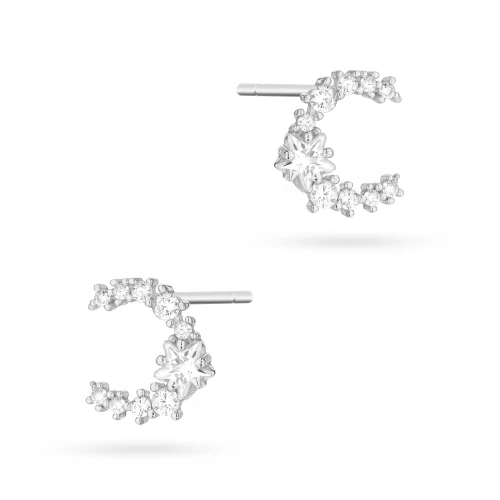 Srebrne kolczyki księżyc diamentowana gwiazdka Soledo K1783-925-BS marko