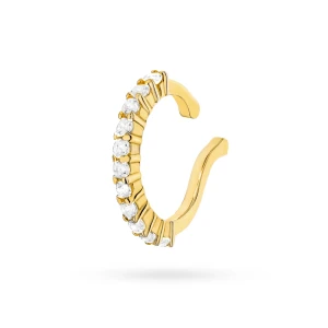 Srebrny pozłacany kolczyk tragus          nakładka na chrząstkę fake piercing cyrkonie