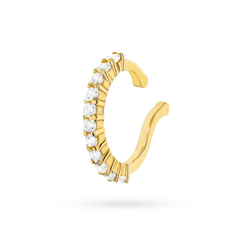 Srebrny pozłacany kolczyk tragus nakładka na chrząstkę fake piercing cyrkonie K1204-925-BZ marko