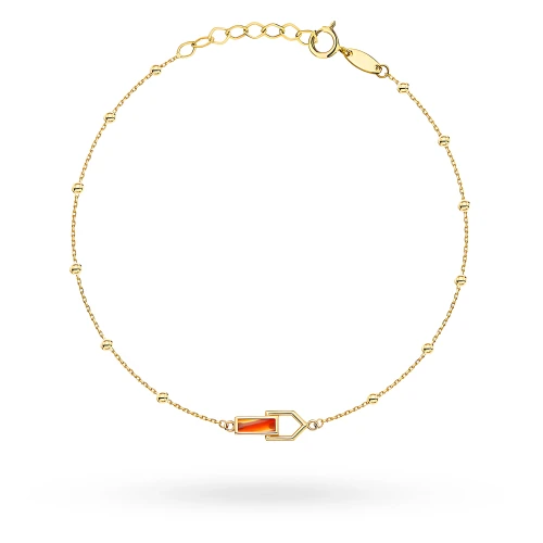 Złota bransoletka z kulkami i kamieniem cornelian Farve B-GW-470-585 marko