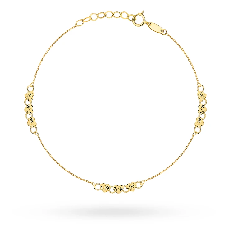 Złota bransoletka z diamentowanymi sercami Jeso B-GW-471-585 marko